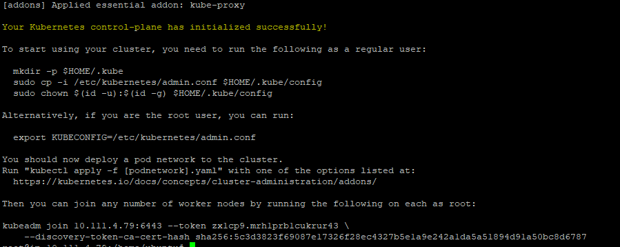 THE MASTER NODE STARTS THE CLUSTER AND ASKS YOU TO  JOIN YOUR WORKER NODE