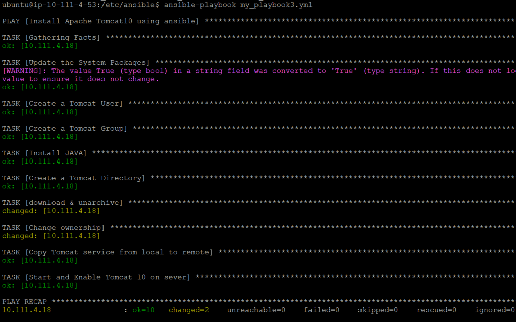 Running the ansible-playbook in the Ansible controller host