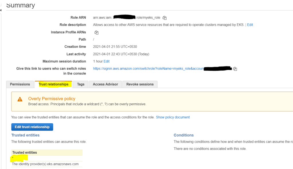 Adding the Trusted entities 