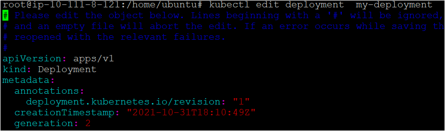 Editing the Kubernetes deployment