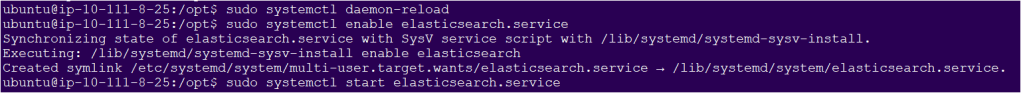 start and enable the Elasticsearch service 